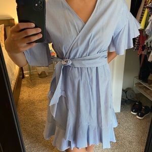 Pinstripe “wrap” dress